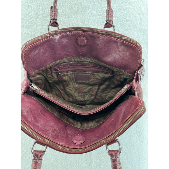 Antonio Melani Womens Satchel Handbag Brown Magnetic Phone Pockets Buckle L - Picture 5 of 9